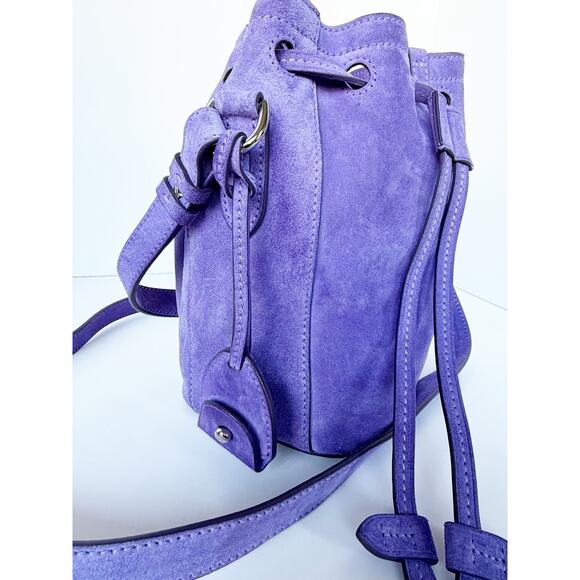 Ralph Lauren Ricky Suede Drawstring Bucket Bag Lavender Purple - Picture 7 of 16